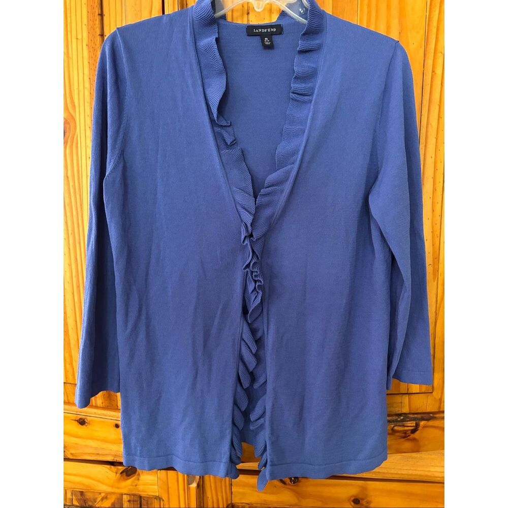 Lands’ End Ruffle Front Cardigan Sweater